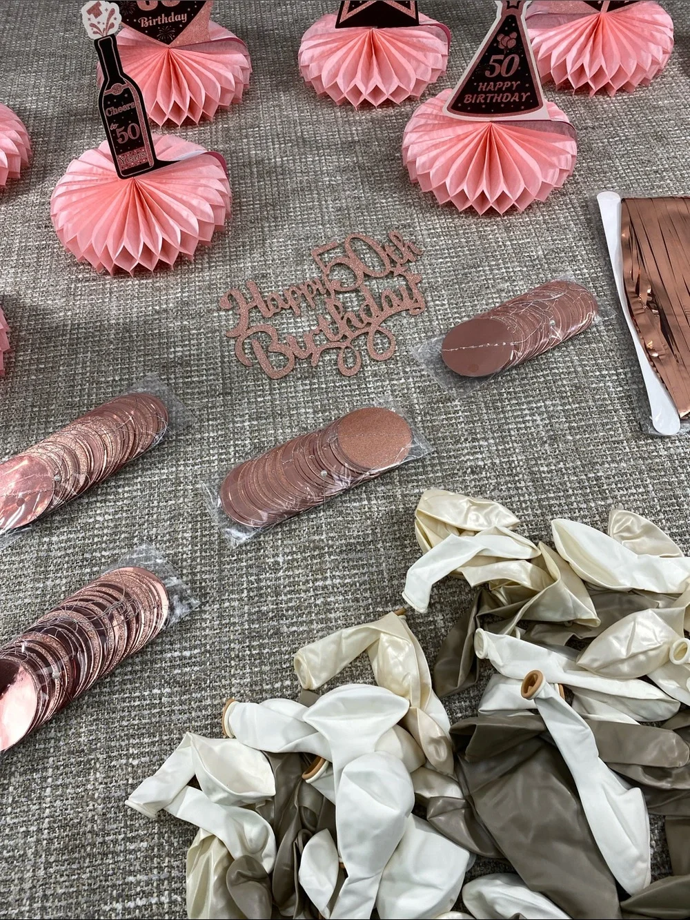 Pink and Rose Gold 50th Birthday Table Decoration Set
